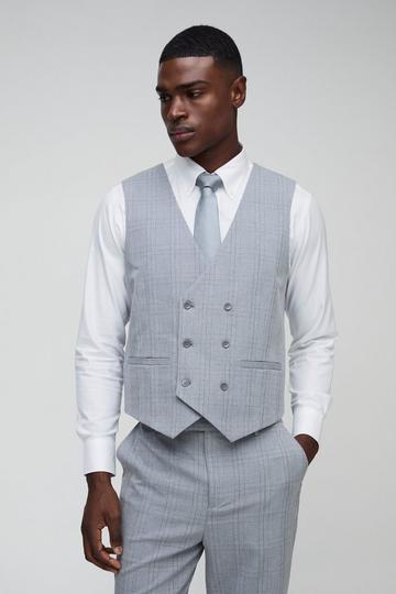 Monochrome Geruite Slim Fit Gilet light grey