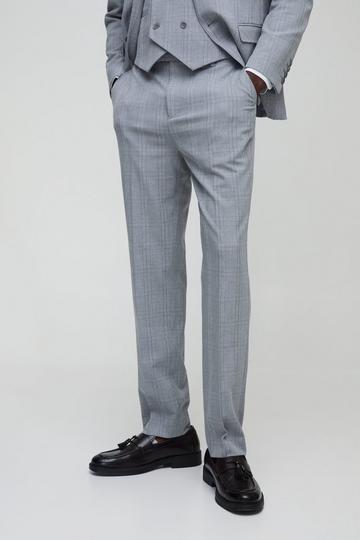 Straight Fit Tonal Check Tailored Trouser light grey