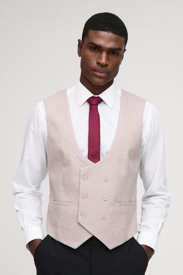 Slim Fit Textured Twill Waistcoat mauve