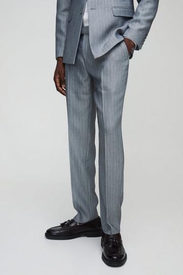 Getailleerde Herringbone Slim Fit Broek light grey