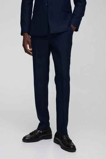 Getailleerde Herringbone Slim Fit Broek navy