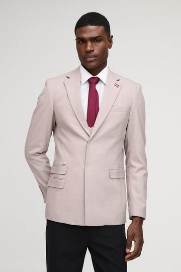 Slim Fit Textured Twill Blazer mauve