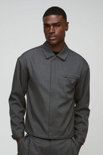 Oversized Textured Overshirt charcoal