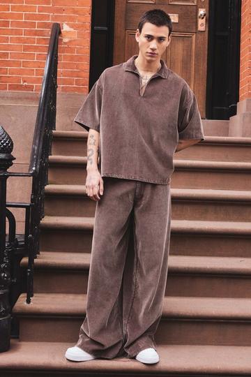 Super Baggy Acid Wash Carpenter Corduroy Trousers chocolate