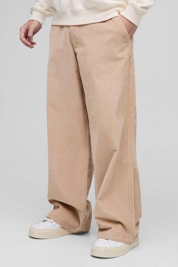 Baggy Corduroy Broek Met Geweven Label sand