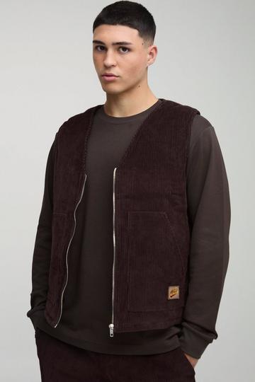 Oversized Boxy Corduroy Vest chocolate