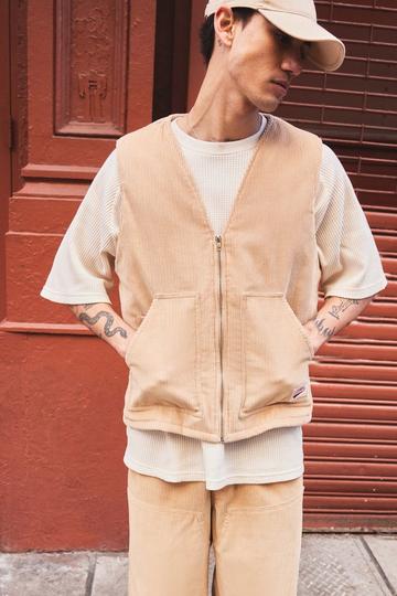 Oversized Boxy Corduroy Vest sand