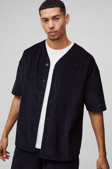 Corduroy Baseball Shirt black