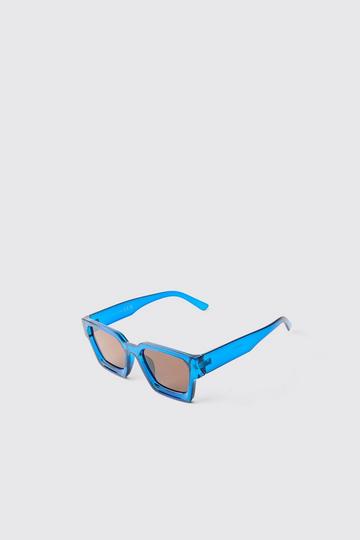 Blue Plastic Square Sunglasses blue