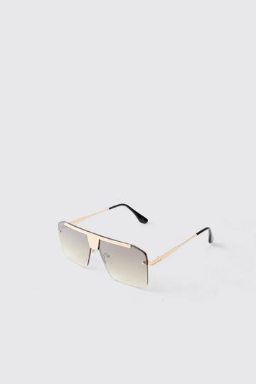 Metal Detail Visor Sunglasses gold