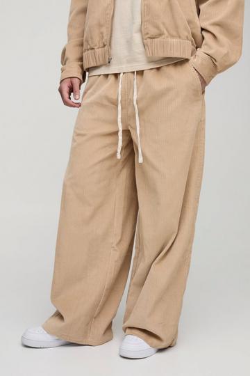 Corduroy Baggy Broek Met Elastische Taille En Touwtjes sand