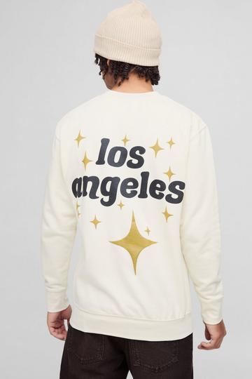 Oversized Los Angeles Puff Print Sweatshirt ecru