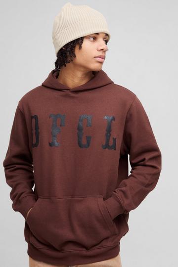 Chocolate Brown Regular Fit Western OFCL Graphic Hoodie