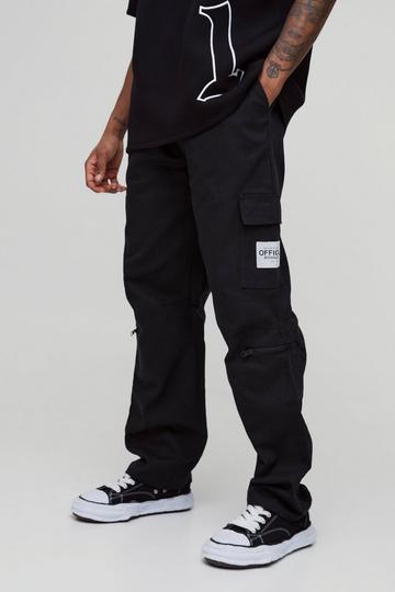 Tall Straight Leg Ankle Grazer Woven Tab Cargo Trouser black