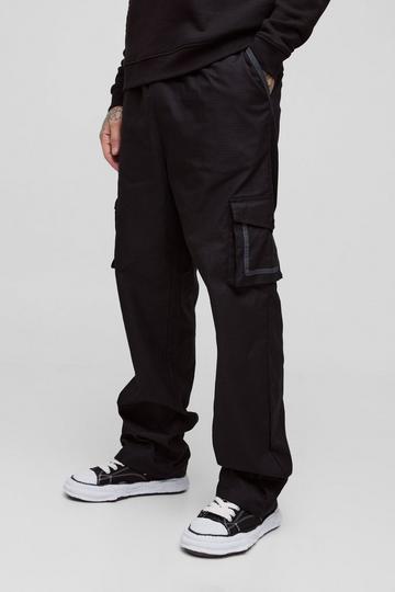 Black Tall Elasticated Relaxed Fit Ripstop Cargo Trouser