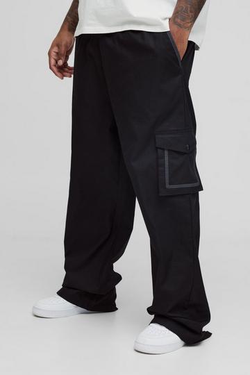 Black Plus Elasticated Relaxed Fit Ripstop Cargo Trouser