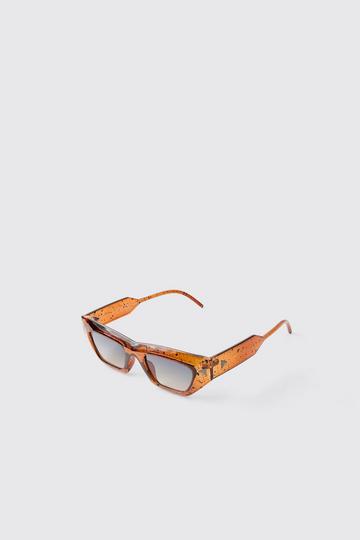 Brown Marble Effect Rectangular Sunglasses brown