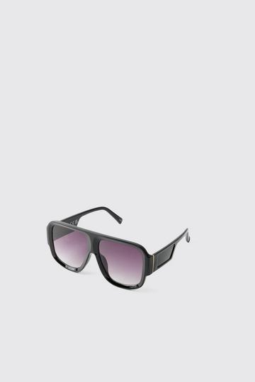 Black Navigator Sunglasses With Side Detail black