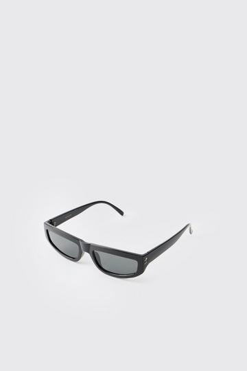 Black Plastic Rectangular Sunglasses black