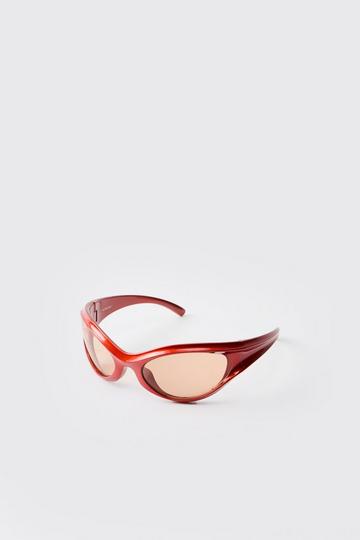 Red Round Plastic Sunglasses red