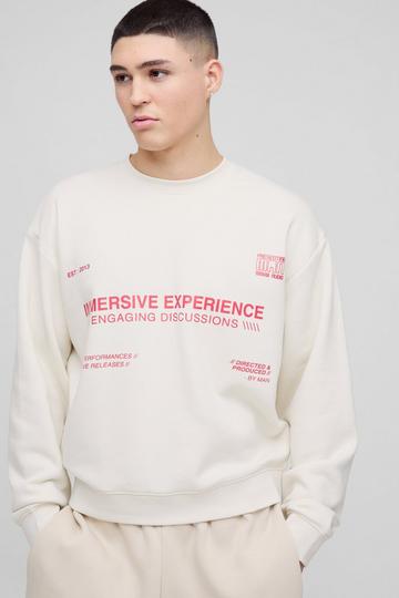 Ecru White Oversized Boxy Multi Branded Print Sweatshirt