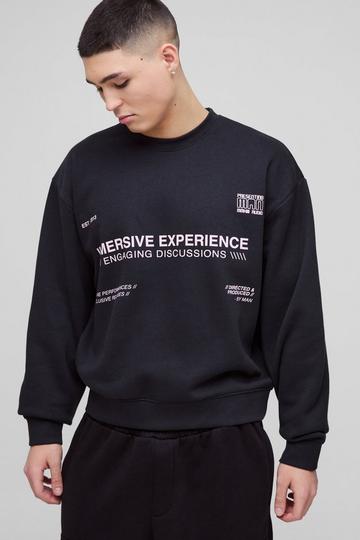 Black Oversized Boxy Multi Branded Print Sweatshirt