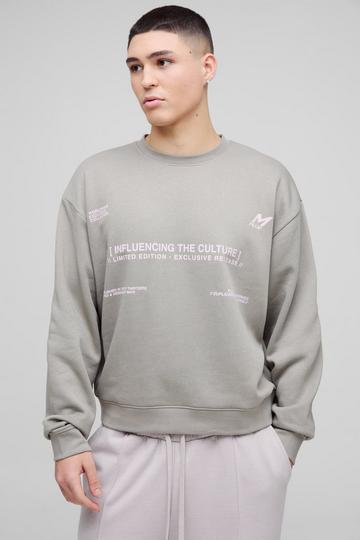 Oversized Boxy Multi Branded Print Sweatshirt charcoal