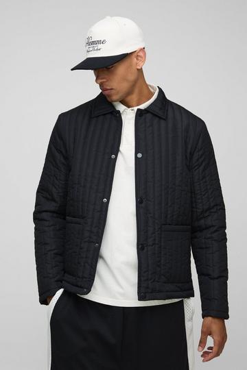Regular Fit Quilted Harrington Jacket black