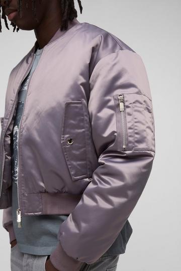 Boxy Fit Nylon Baby Bomber Jacket mauve