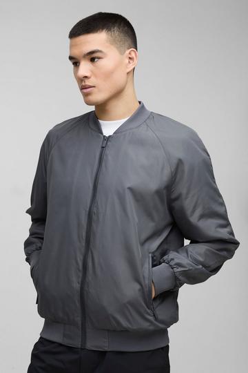 Regular Fit Lightweight Nylon Raglan Bomber Jacket charcoal