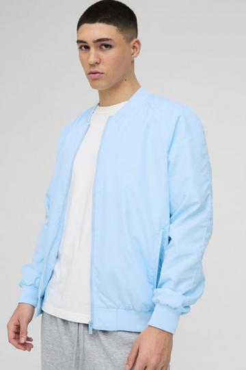 Regular Fit Lightweight Nylon Raglan Bomber Jacket light blue