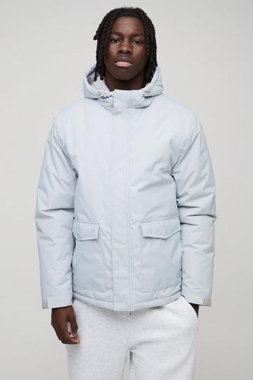 Regular Fit Hooded Parka Jacket light grey
