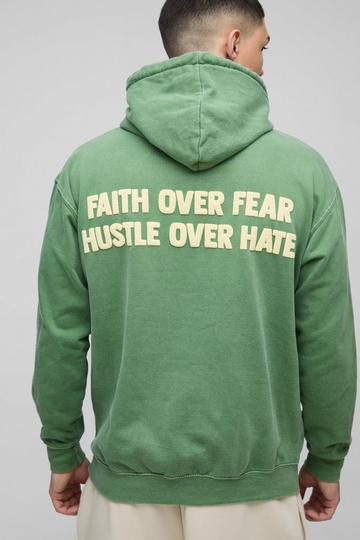 Faith Over Fear Hoodie Met Tekst En Reliëf forest