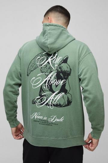 Regular Fit Renaissance Text Graphic Hoodie khaki