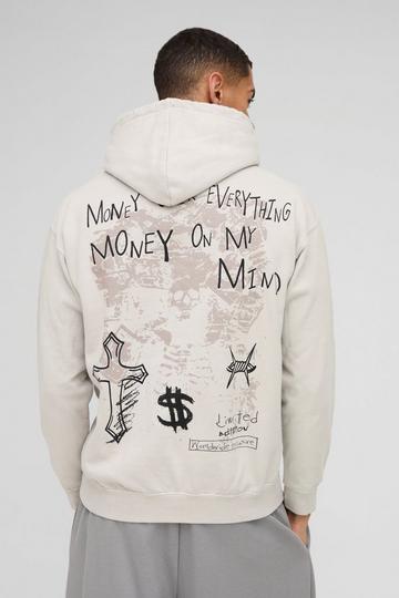 Washed Cross Renaissance Graphic Hoodie stone