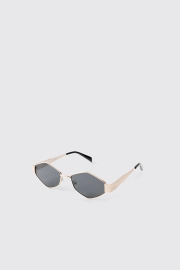 Metallic Gold Metal Side Detail Round Sunglasses