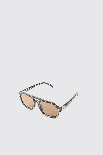 Marble Effect Retro Sunglasses brown