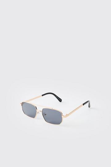 Gold Metal With Black Lense Navigator Sunglasses black