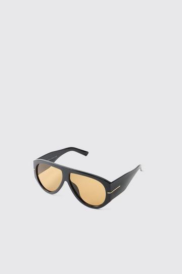 Retro Gold Detail Sunglasses in Black black