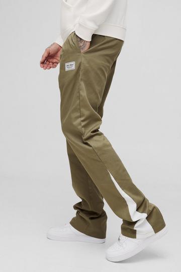 Tall Extended Drawcord Stacked Flared Trousers khaki