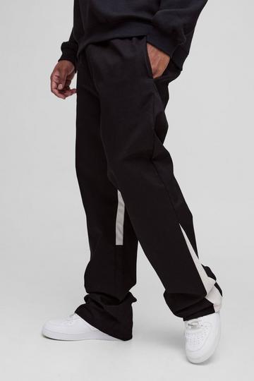 Black Plus Drawcord Waist Gusset Flared Trousers