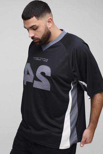 Plus Worldwide Mesh Football T-shirt black