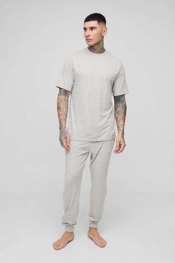 Tall Man Loungewear Cuffed Joggers and T-shirt Set grey marl