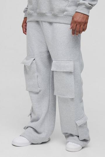 Grey Plus Heavyweight Relaxed Flare Cargo Jogger