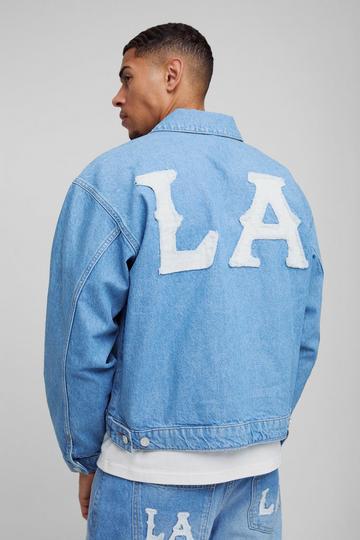 Boxy Denim LA Applique Denim Jacket light blue