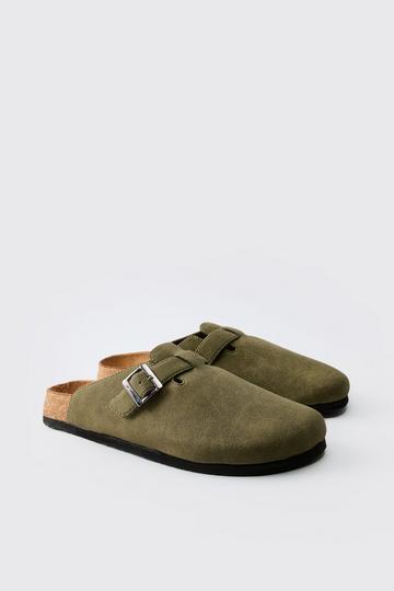 Faux Suede Mule olive