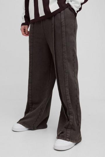 Tall Heavy Weight Extreme Wide Leg Seam Detail Acid Wash Jogger chocolate