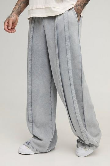 Tall Heavy Weight Extreme Wide Leg Seam Detail Acid Wash Jogger charcoal