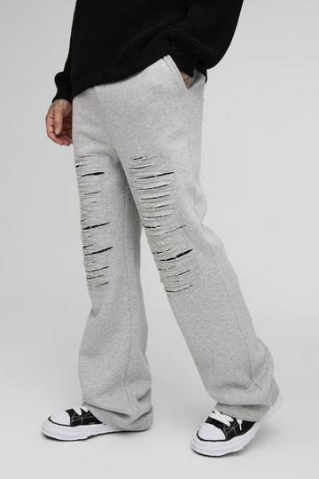 Tall Heavy Weight Relaxed Fit Distressed Flare Joggers grey