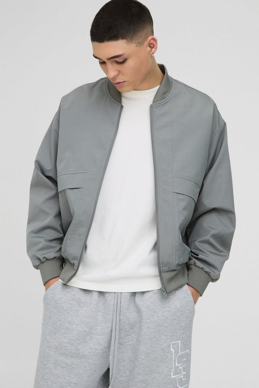 Oversized Boxy Seam Detail Nylon Bomber Jacket | boohoo USA Oversized Boxy Seam Detail Nylon Bomber Jacket | boohoo USA